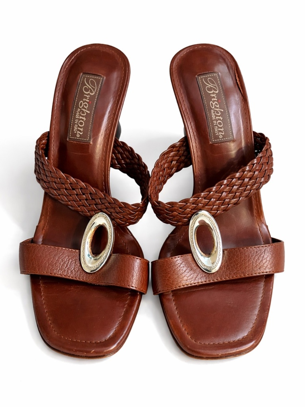 Brighton Rebecca Brown Braided Leather Slide Sandals Size 8.5